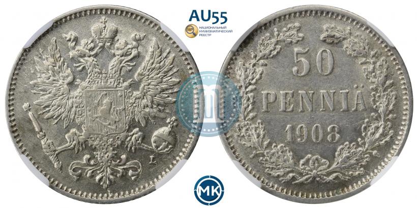 Фото 50 пенни 1908 года L 