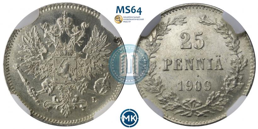 Picture 25 pennia 1909 year L 