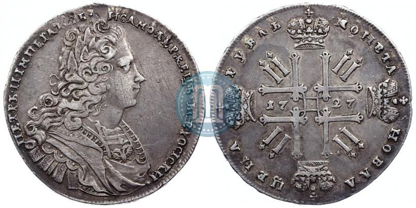 Фото 1 рубль 1727 года  "Московский тип"