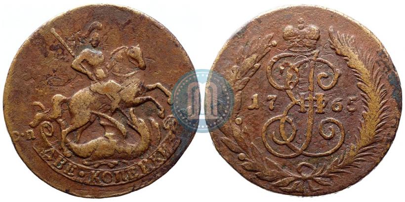 Picture 2 kopecks 1765 year СПМ 