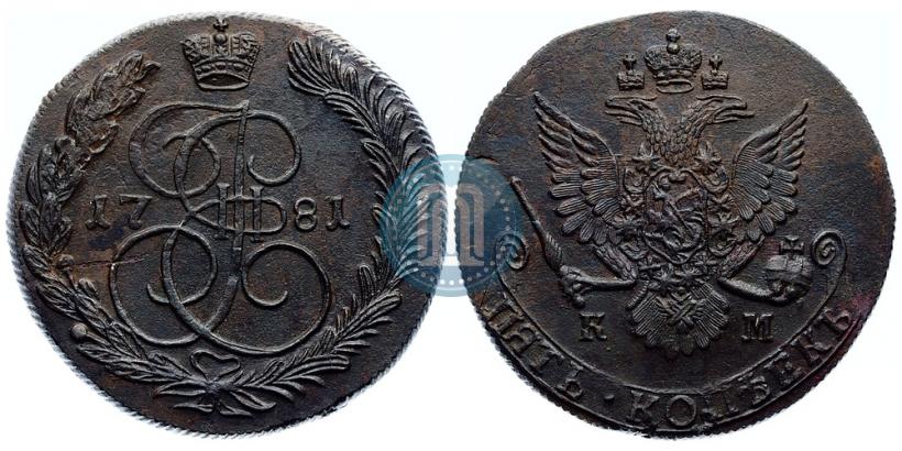 Фото 5 копеек 1781 года КМ 