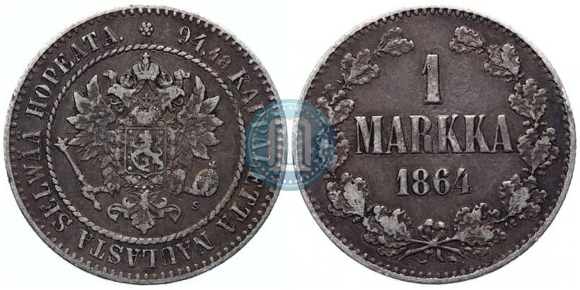 Picture 1 markka 1864 year S 