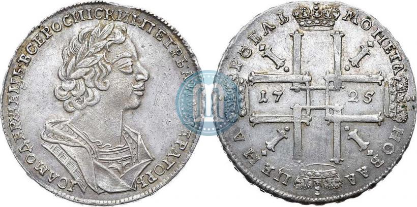 Фото 1 рубль 1725 года  "Портрет в античных доспехах"
