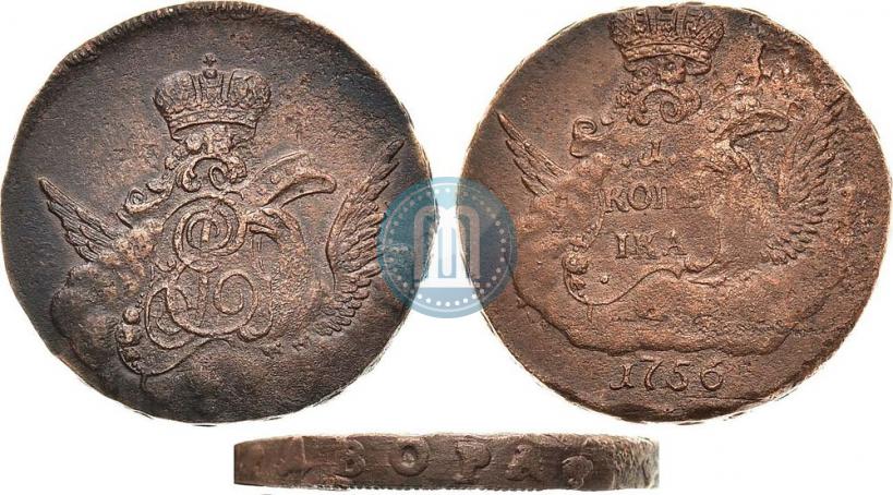 Picture 1 kopeck 1756 year  