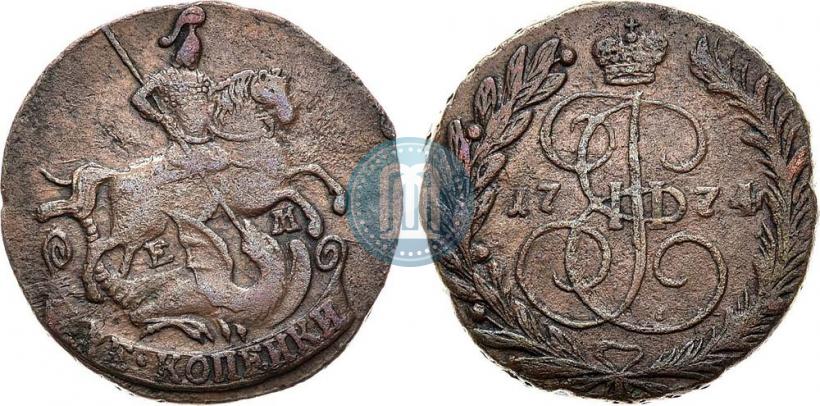 Picture 2 kopecks 1774 year ЕМ 