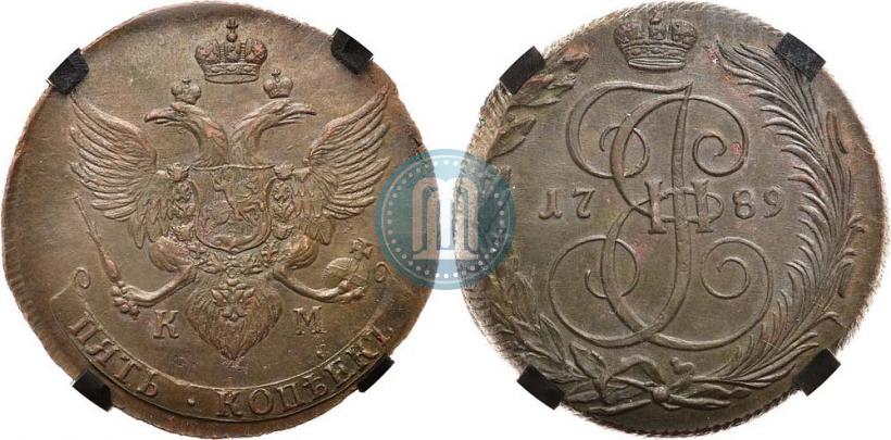 Фото 5 копеек 1789 года КМ 