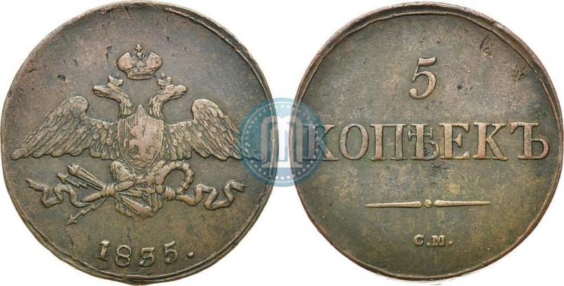 Picture 5 kopecks 1835 year СМ 