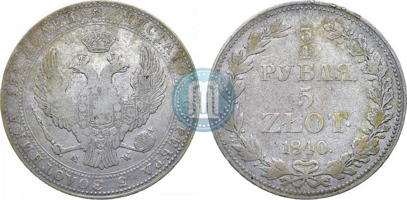 Picture 3/4 roubles - 5 złotych 1840 year MW 