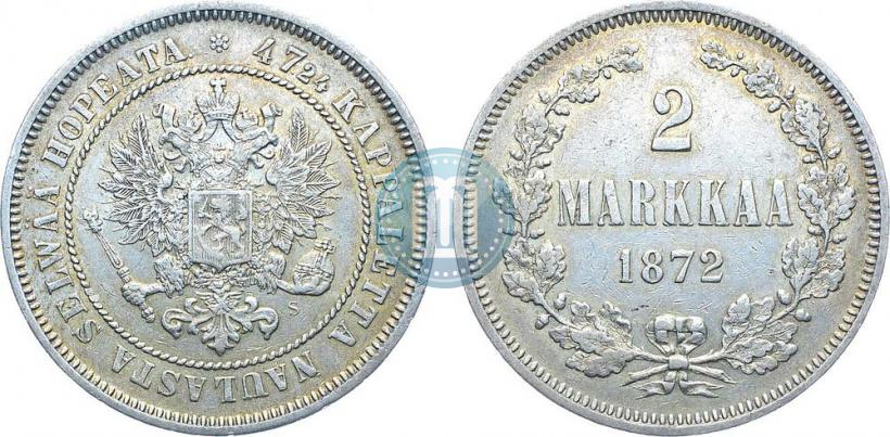 Picture 2 markkaa 1872 year S 