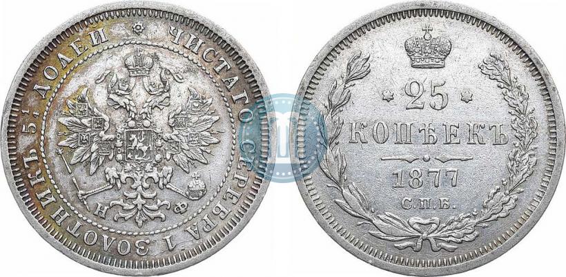 Фото 25 копеек 1877 года СПБ-НФ 