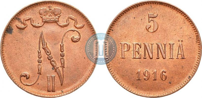 Фото 5 пенни 1916 года  