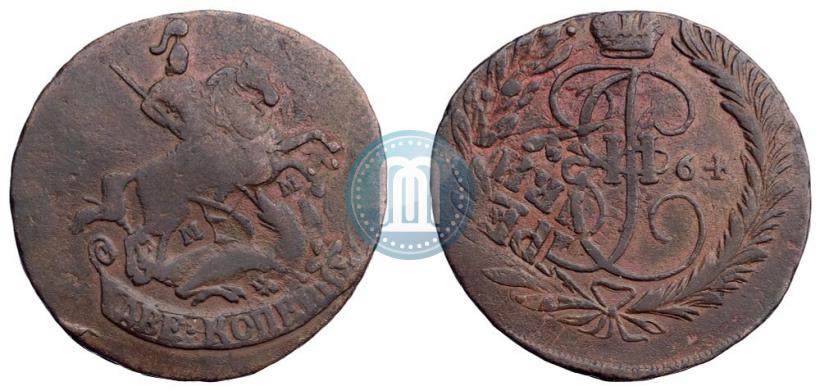 Фото 2 копейки 1764 года ММ 