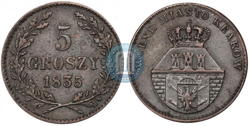Picture 5 groszy 1835 year  "Free city of Kraków"
