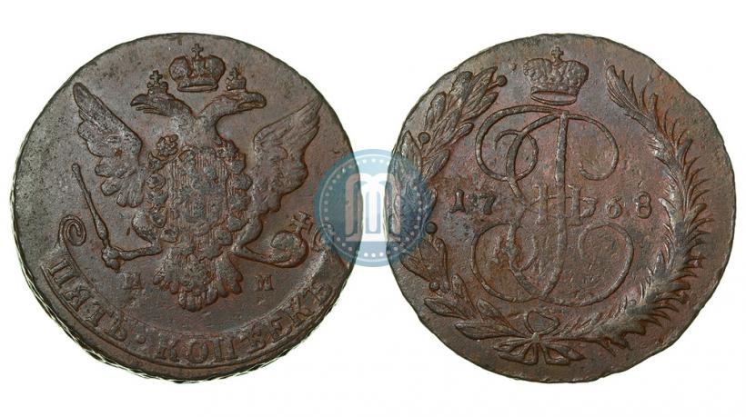 Фото 5 копеек 1768 года ММ 