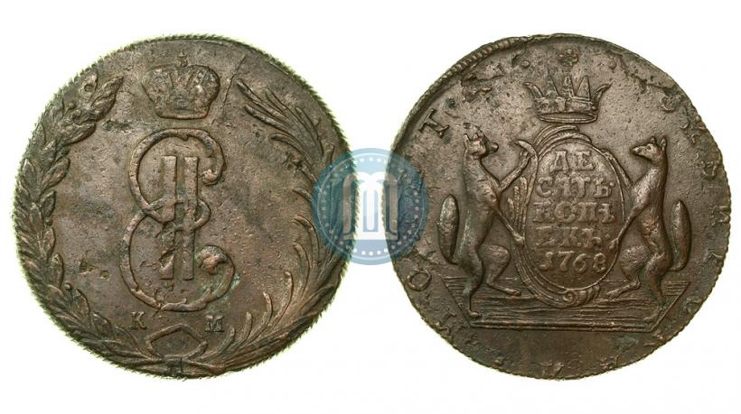 Фото 10 копеек 1768 года КМ 