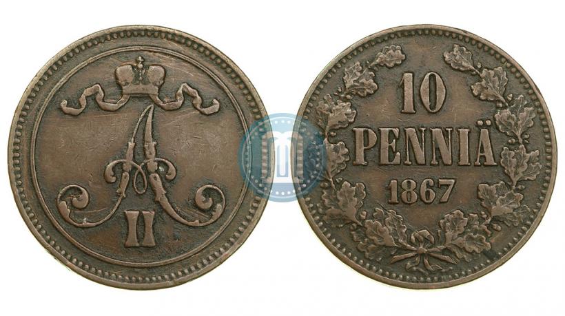 Фото 10 пенни 1867 года  