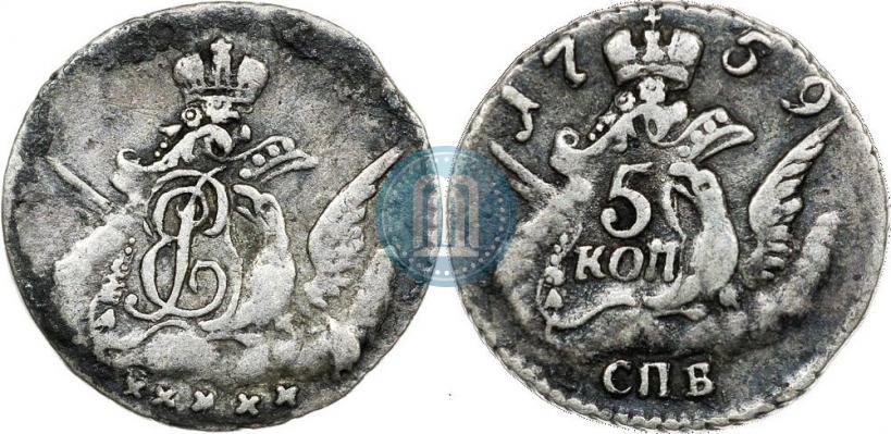 Picture 5 kopecks 1759 year СПБ 