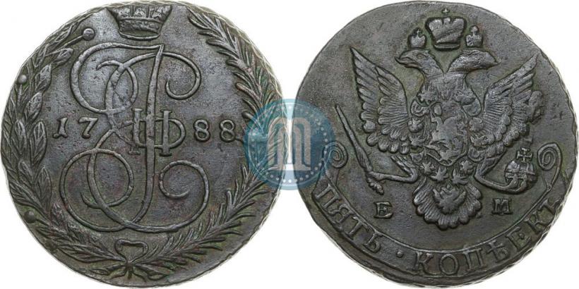 Picture 5 kopecks 1788 year ЕМ 