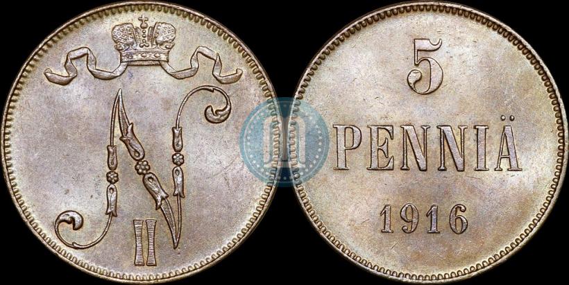 Picture 5 pennia 1916 year  