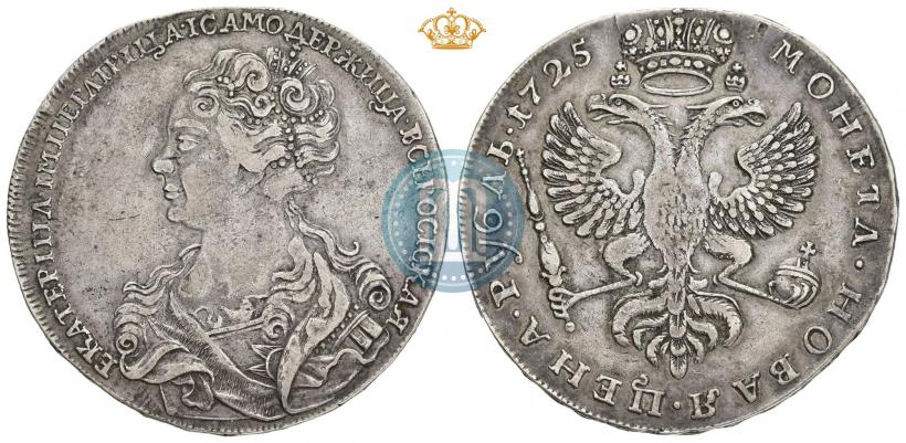 Picture 1 rouble 1725 year  "Moscow type, portrait turned to the left"