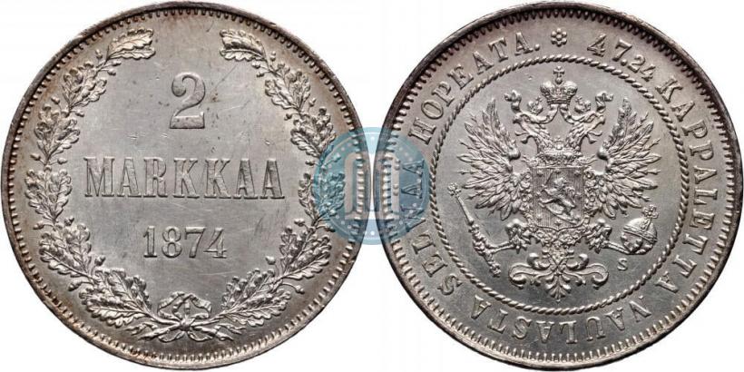 Picture 2 markkaa 1874 year S 