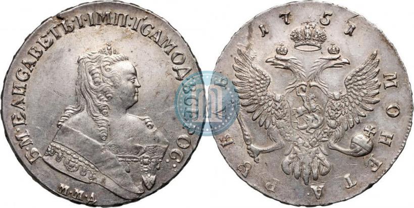 Фото 1 рубль 1751 года ММД 