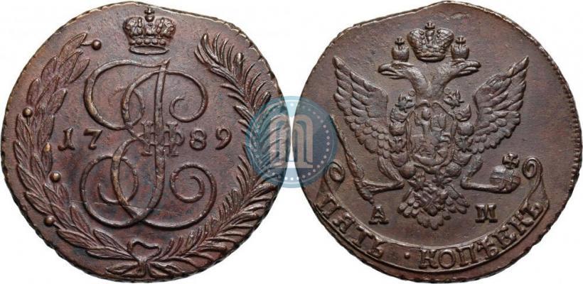 Фото 5 копеек 1789 года АМ 