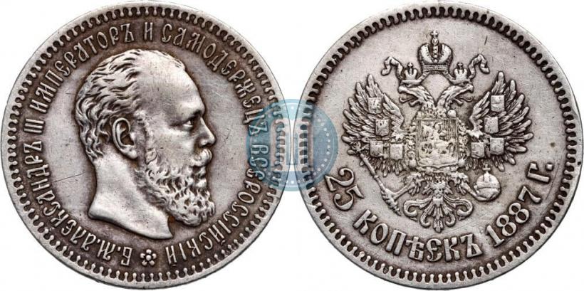 Фото 25 копеек 1887 года (АГ) 
