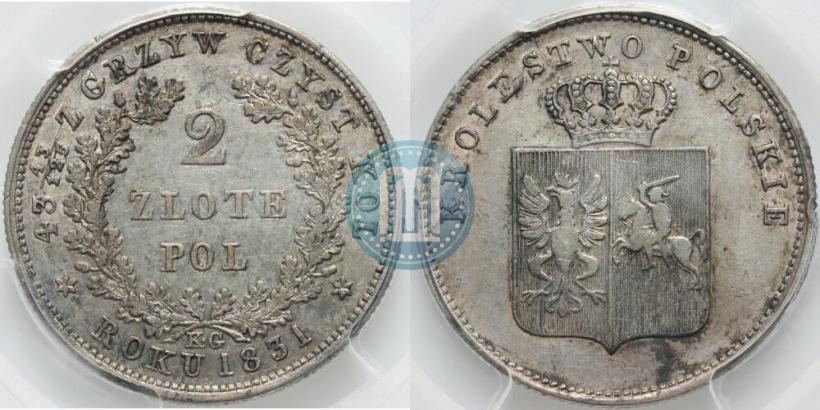 Picture 2 złote 1831 year KG "Polish uprising"