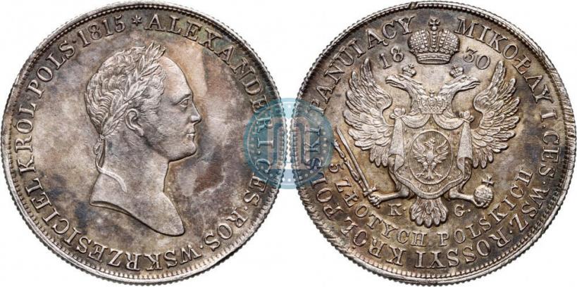 Picture 5 złotych 1830 year KG 