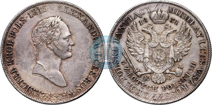 Picture 5 złotych 1831 year KG 