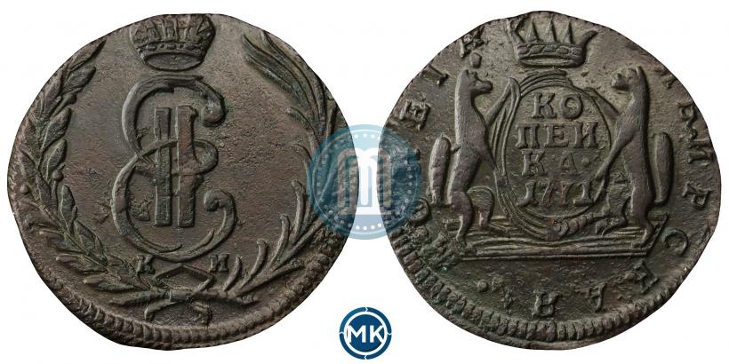 Фото 1 копейка 1771 года КМ 