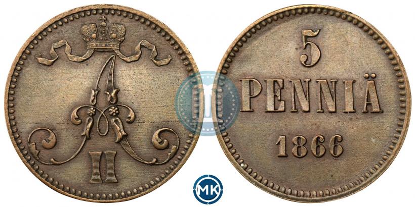 Picture 5 pennia 1866 year  