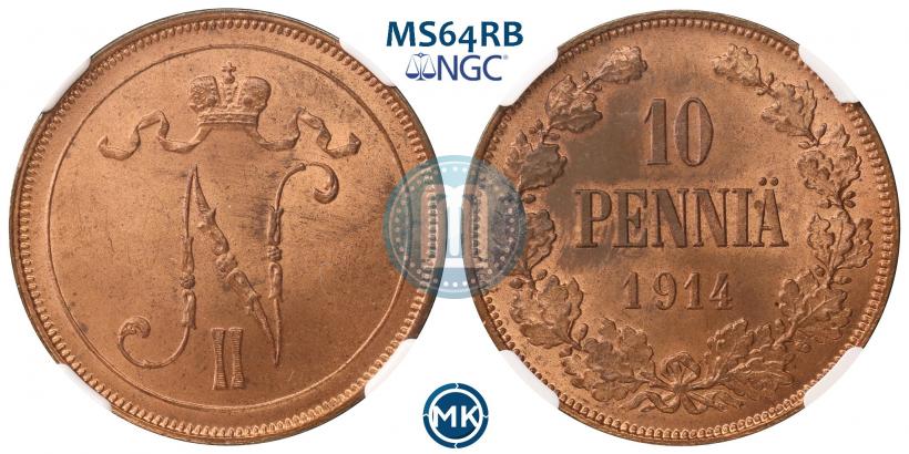 Picture 10 pennia 1914 year  