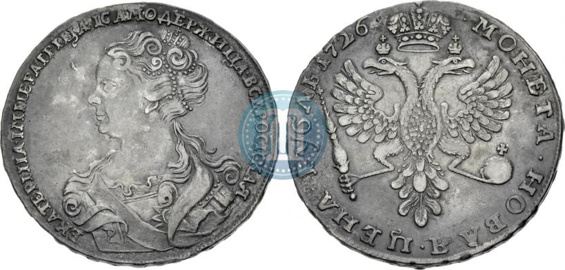 Фото 1 рубль 1726 года  "Московский тип, портрет влево"