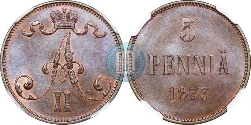 Фото 5 пенни 1873 года  