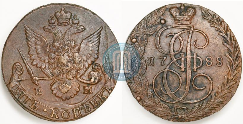Фото 5 копеек 1788 года ЕМ 