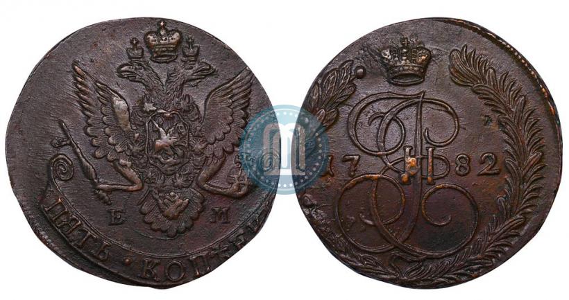 Фото 5 копеек 1782 года ЕМ 