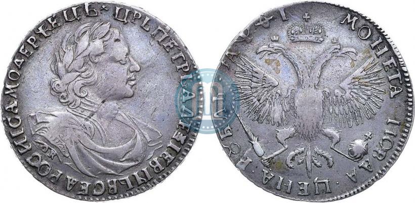 Фото 1 рубль 1719 года OK "Портрет в латах"