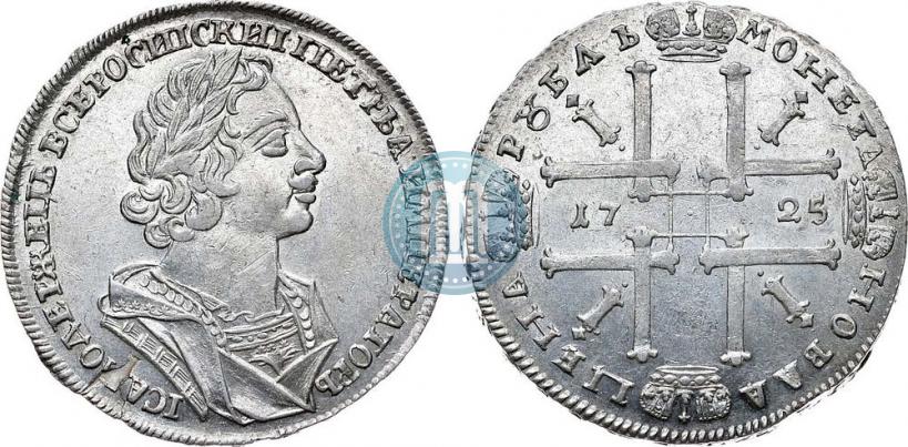 Фото 1 рубль 1725 года  "Портрет в античных доспехах"