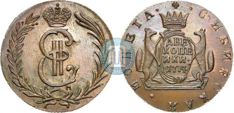 Фото 2 копейки 1774 года КМ 