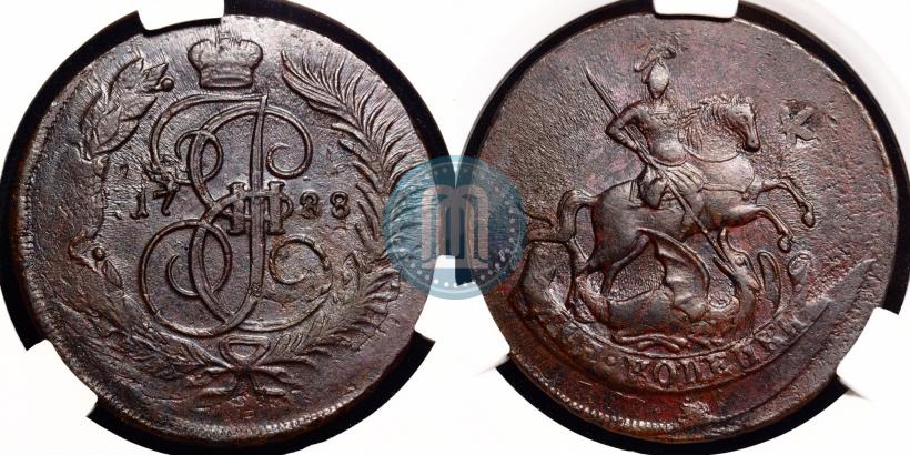 Фото 2 копейки 1788 года ММ 