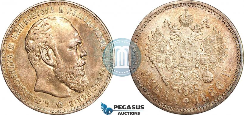 Picture 1 rouble 1886 year (АГ) 