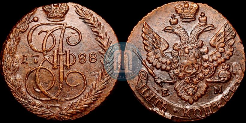 Picture 5 kopecks 1788 year ЕМ 