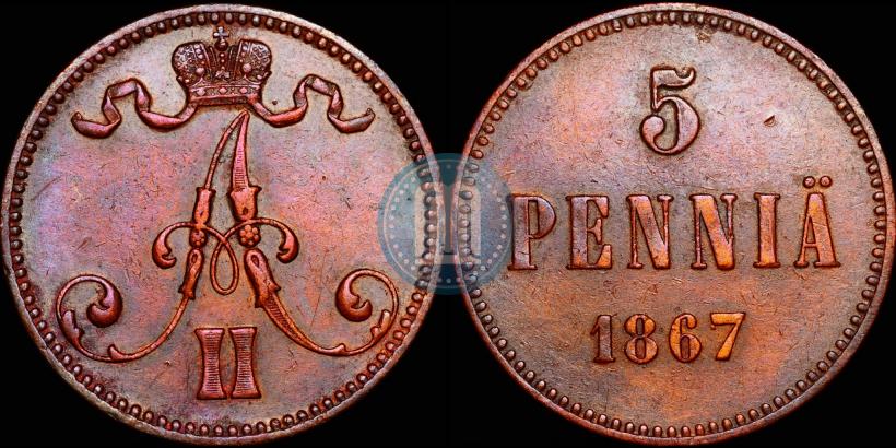 Picture 5 pennia 1867 year  