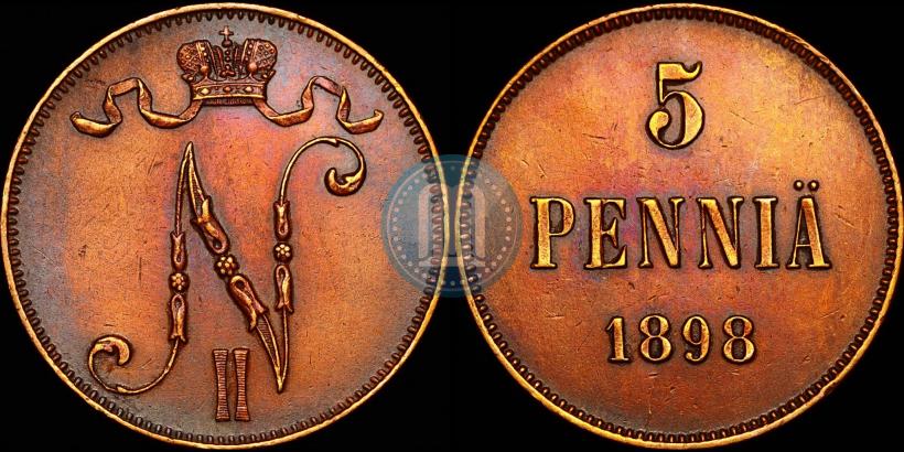 Picture 5 pennia 1898 year  
