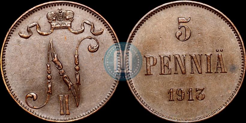 Picture 5 pennia 1913 year  