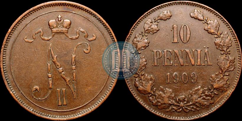 Picture 10 pennia 1909 year  