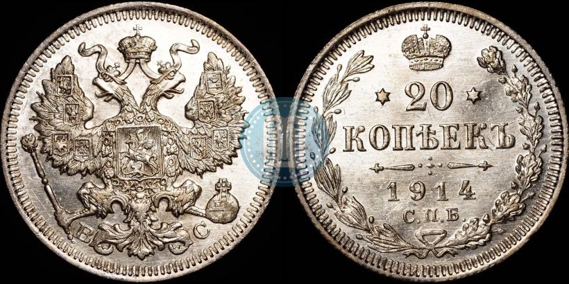Picture 20 kopecks 1914 year СПБ-ВС 