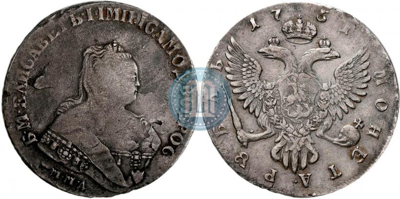 Фото 1 рубль 1751 года ММД 